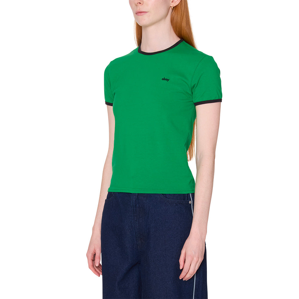 OBEY OBEY DUVALL RINGER TEE SHIRT // GREEN