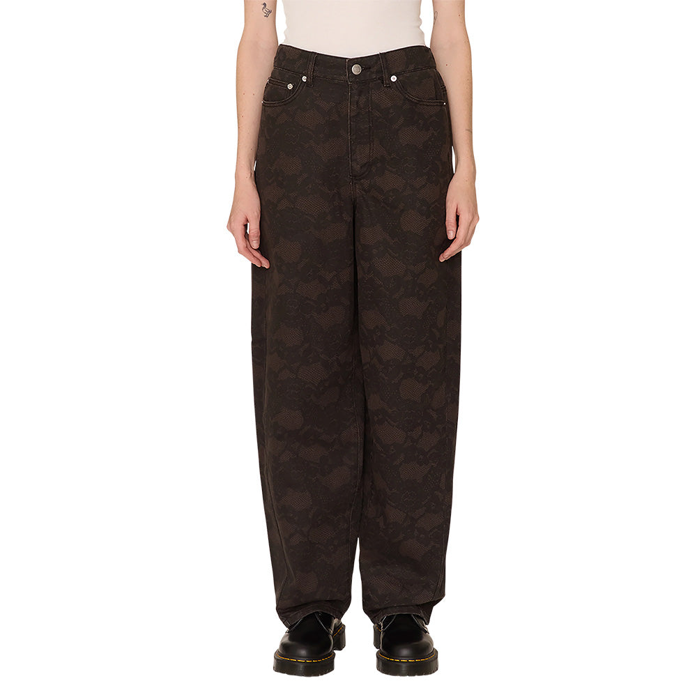 obey 242020122 leah iii printed baggy 5 pocket pant chocolate