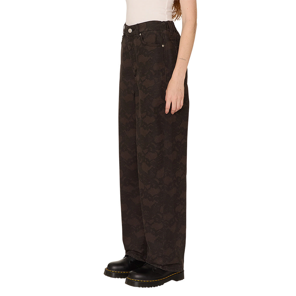 obey 242020122 leah iii printed baggy 5 pocket pant chocolate