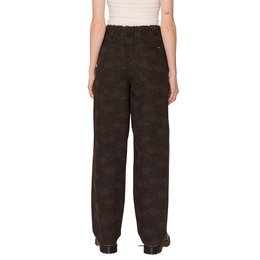 obey 242020122 leah iii printed baggy 5 pocket pant chocolate