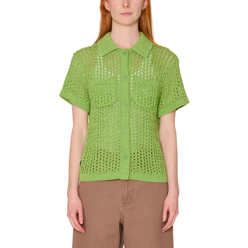 OBEY OBEY MILLY OPEN KNIT SWEATER // LIGHT GREEN MULTI