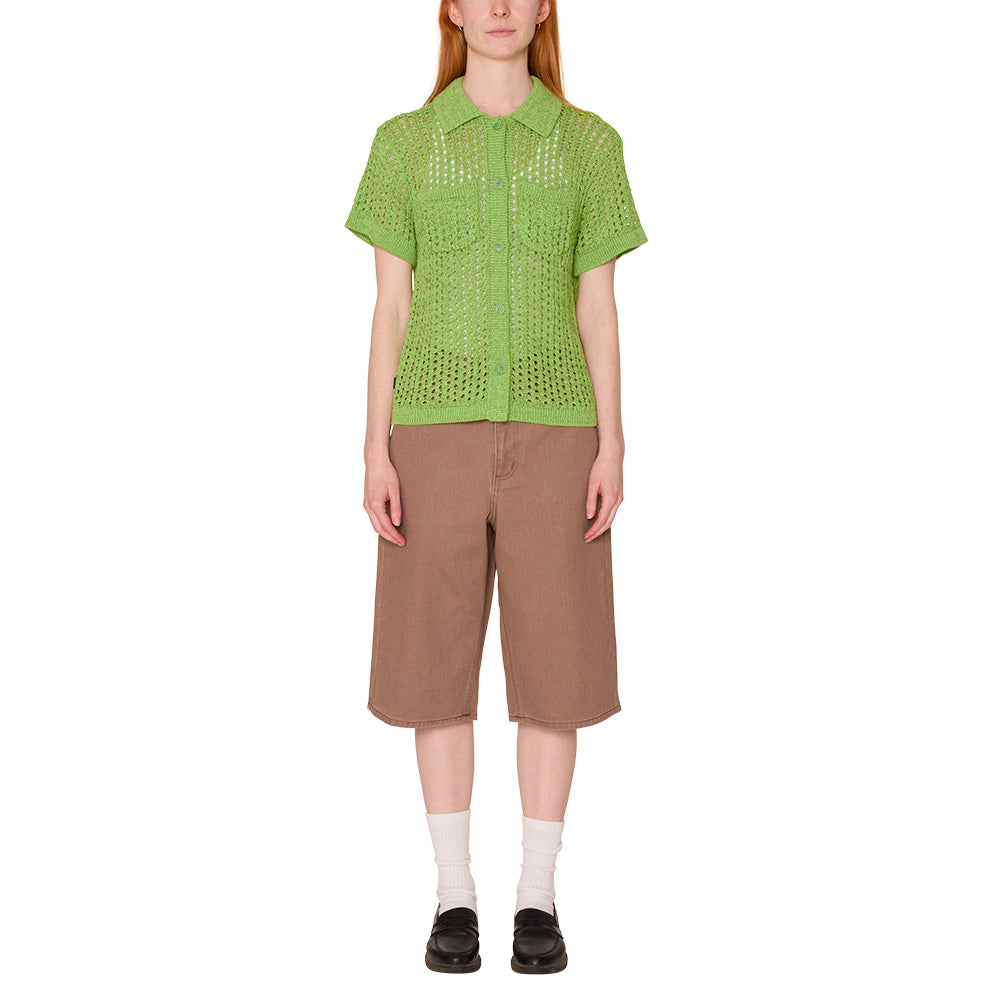 OBEY OBEY MILLY OPEN KNIT SWEATER // LIGHT GREEN MULTI