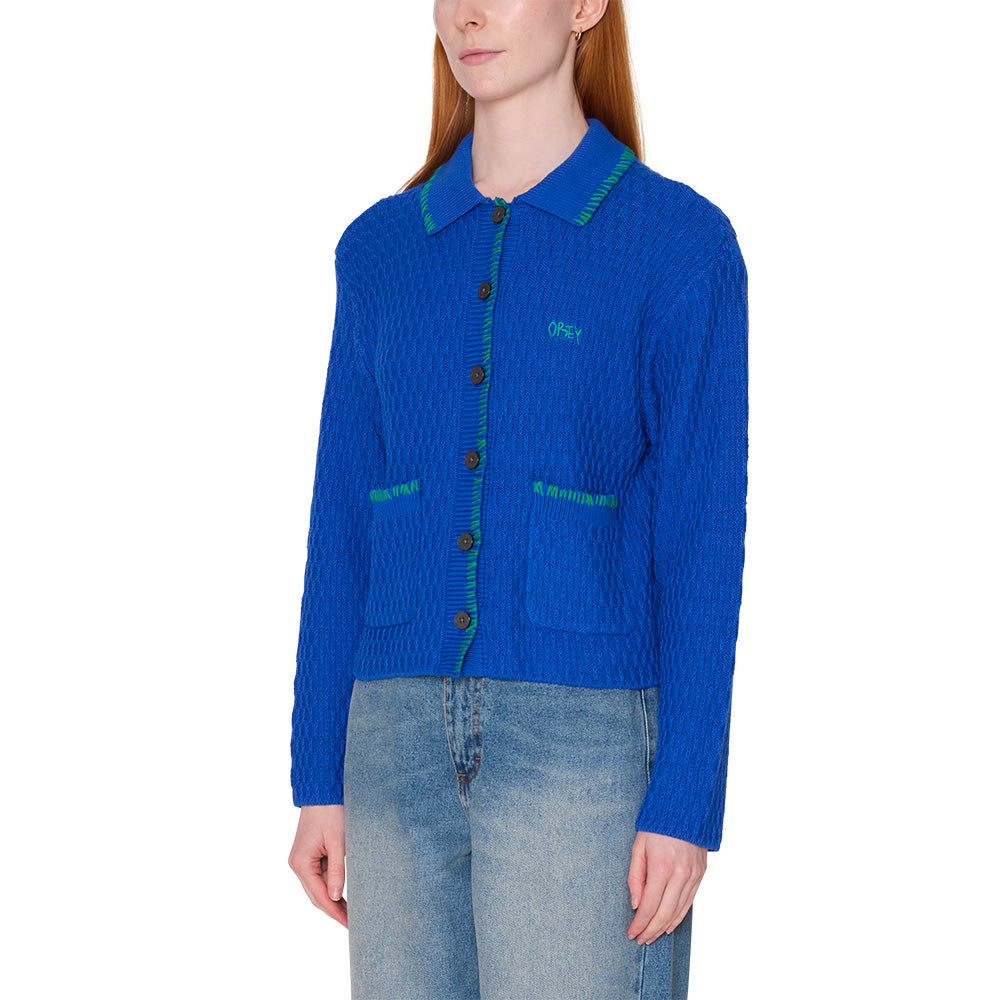 obey 251000144 amelie button down sweater blue