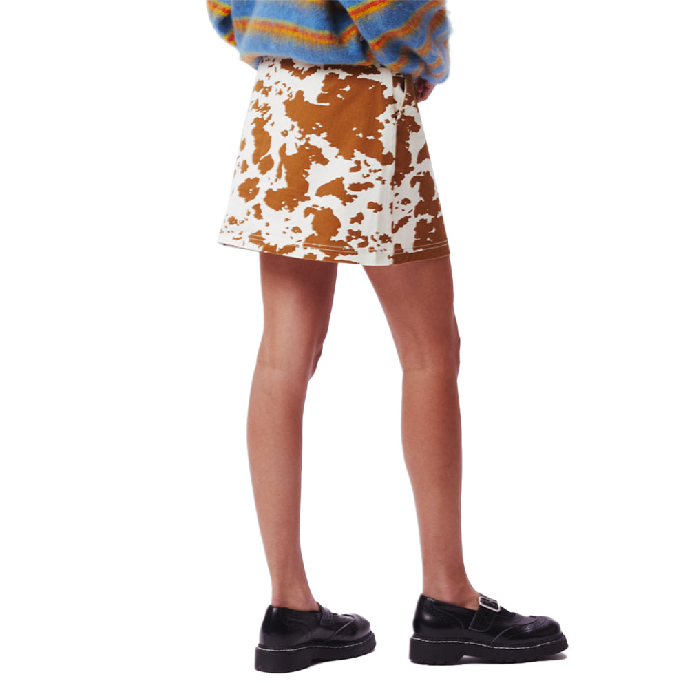 obey 411550084 straggler mini skirt cow print