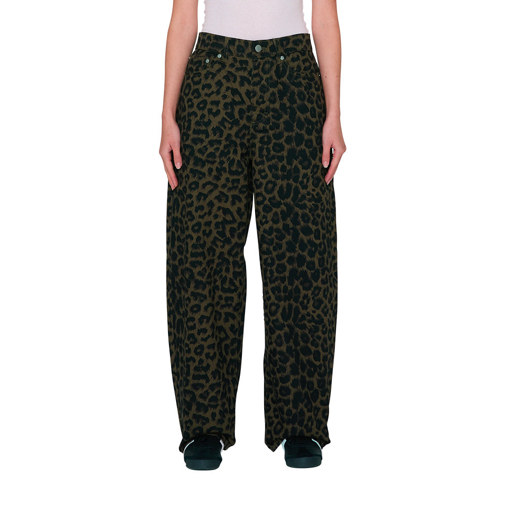 obey allysa 5 pocket denim pants leopard