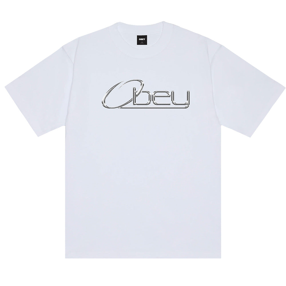obey chrome tee white