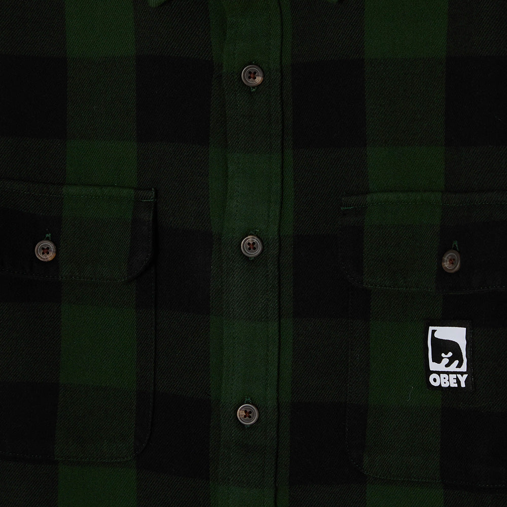 OBEY OBEY JONES WOVEN LS SHIRT // KOMBU GREEN MULTI