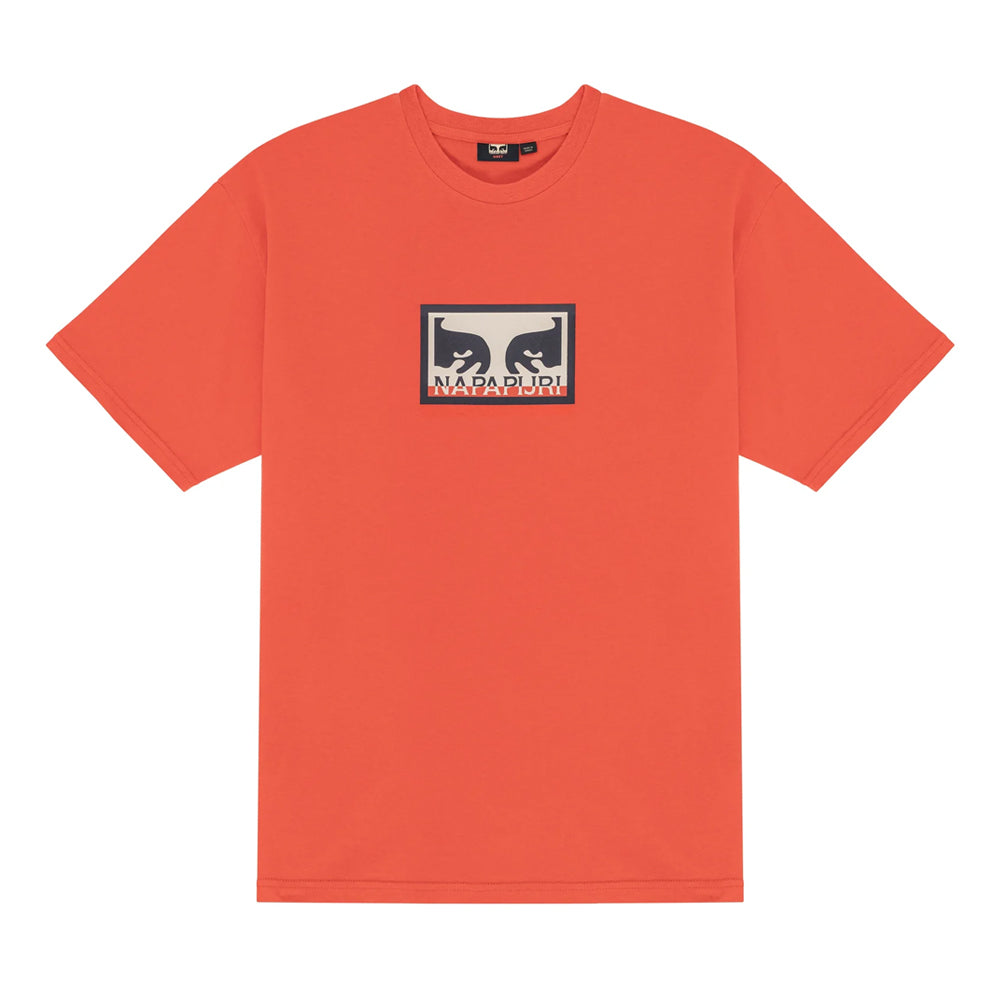 obey na4hml obey x napapijri tee fire red