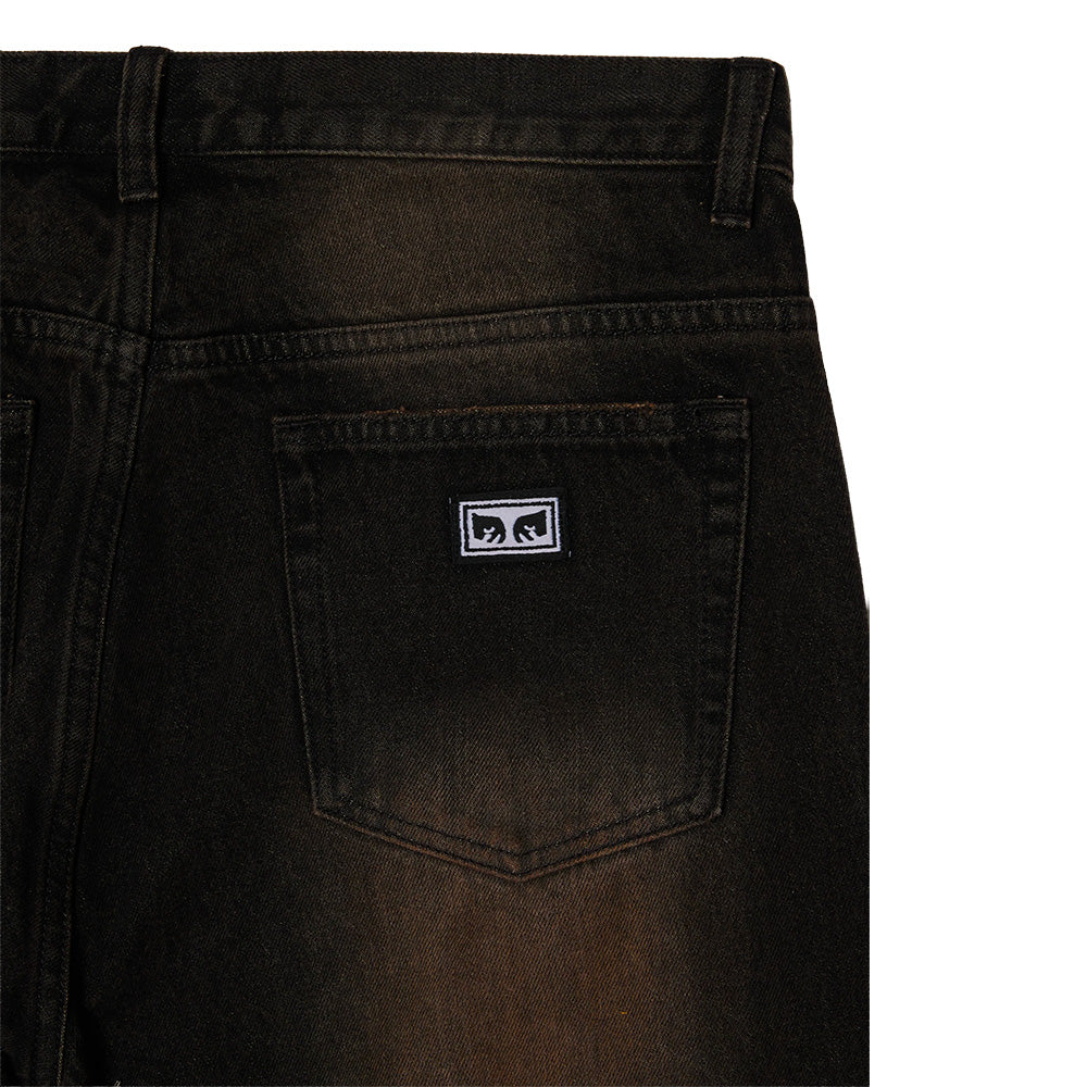 OBEY OBEY STUDDED BOXCAR STRAIGHT LEG DENIM // BLACK RUST WASH
