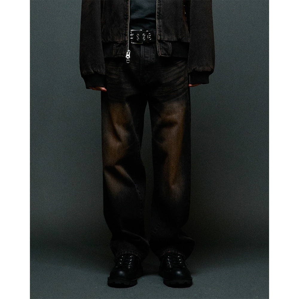 OBEY OBEY STUDDED BOXCAR STRAIGHT LEG DENIM // BLACK RUST WASH