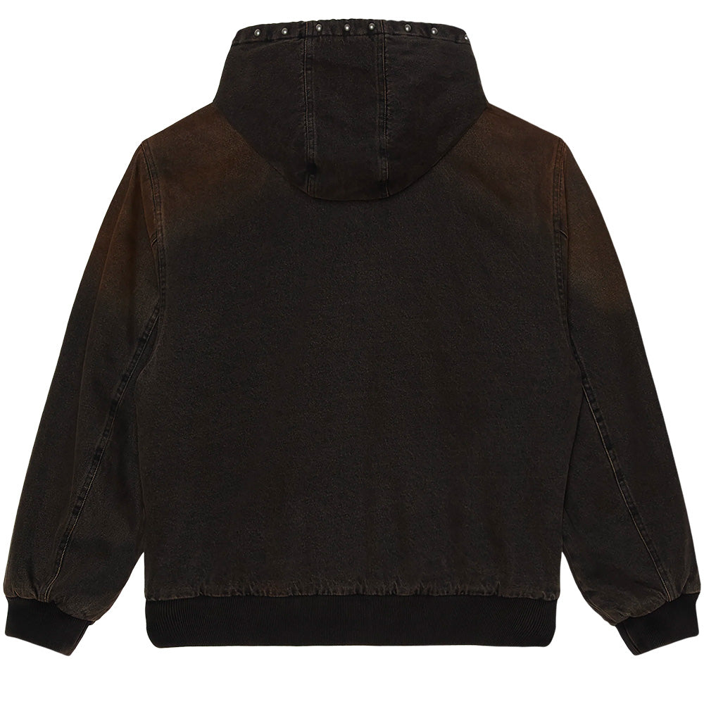 OBEY OBEY STUDDED ZIP UP JACKET // BLACK RUST WASH