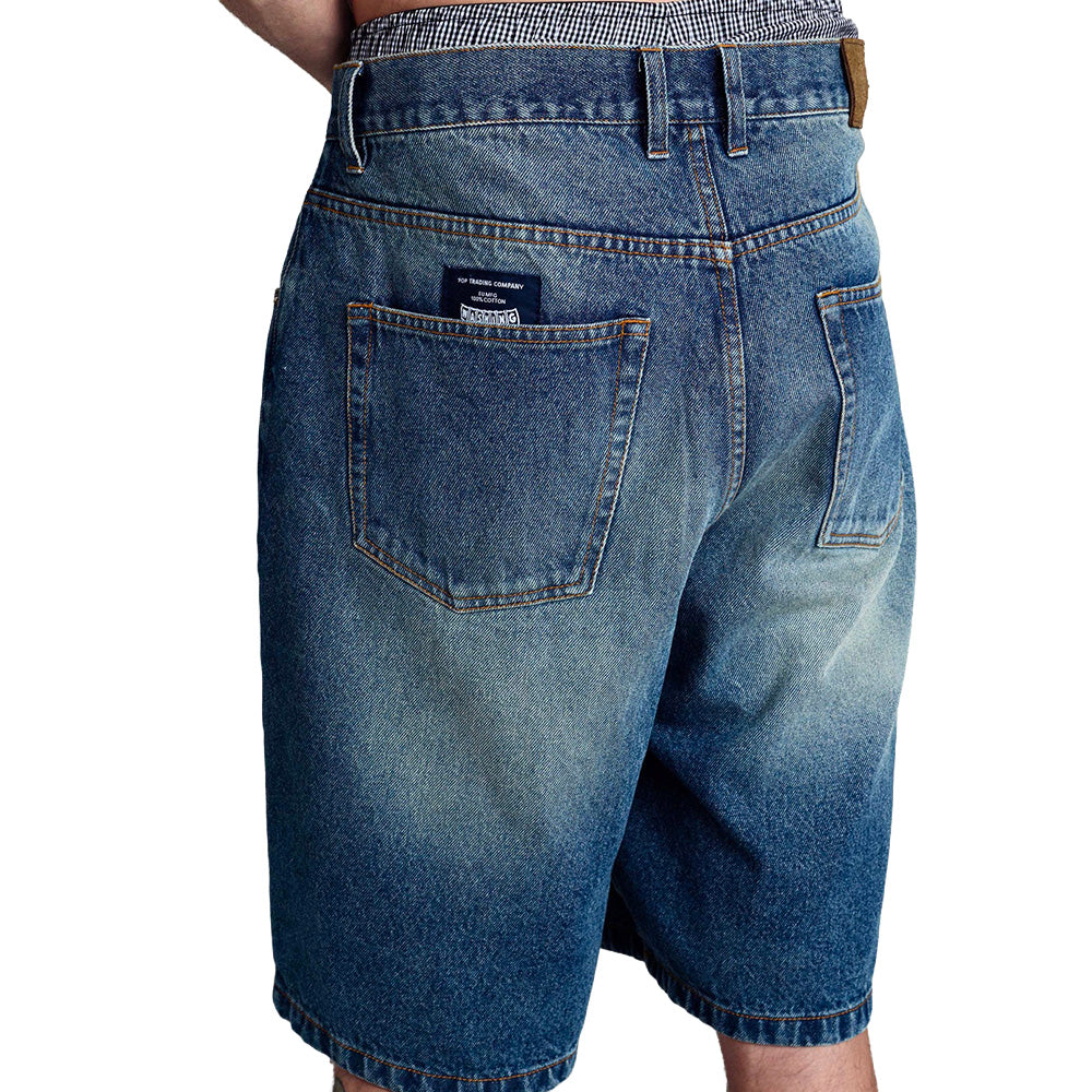 POP TRADING COMPANY LONGER DRS SHORT // WASHED DENIM