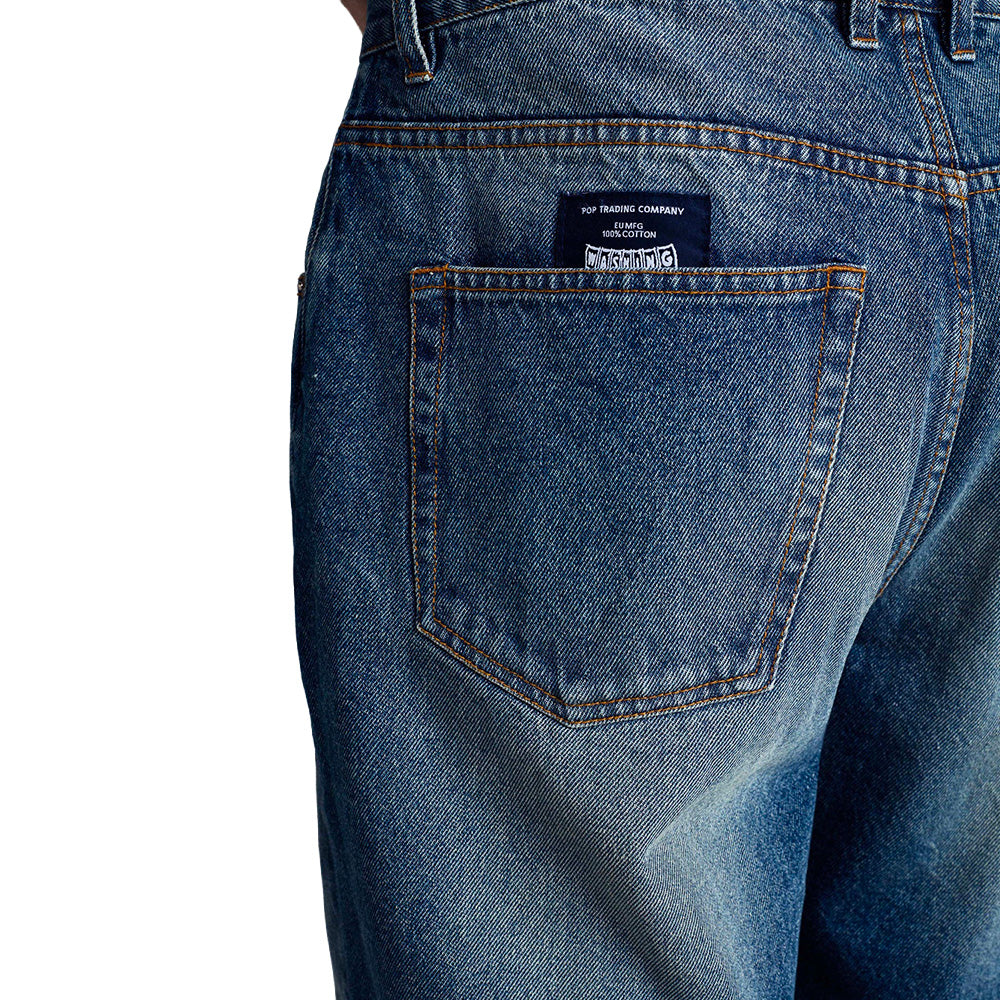 POP TRADING COMPANY LONGER DRS SHORT // WASHED DENIM