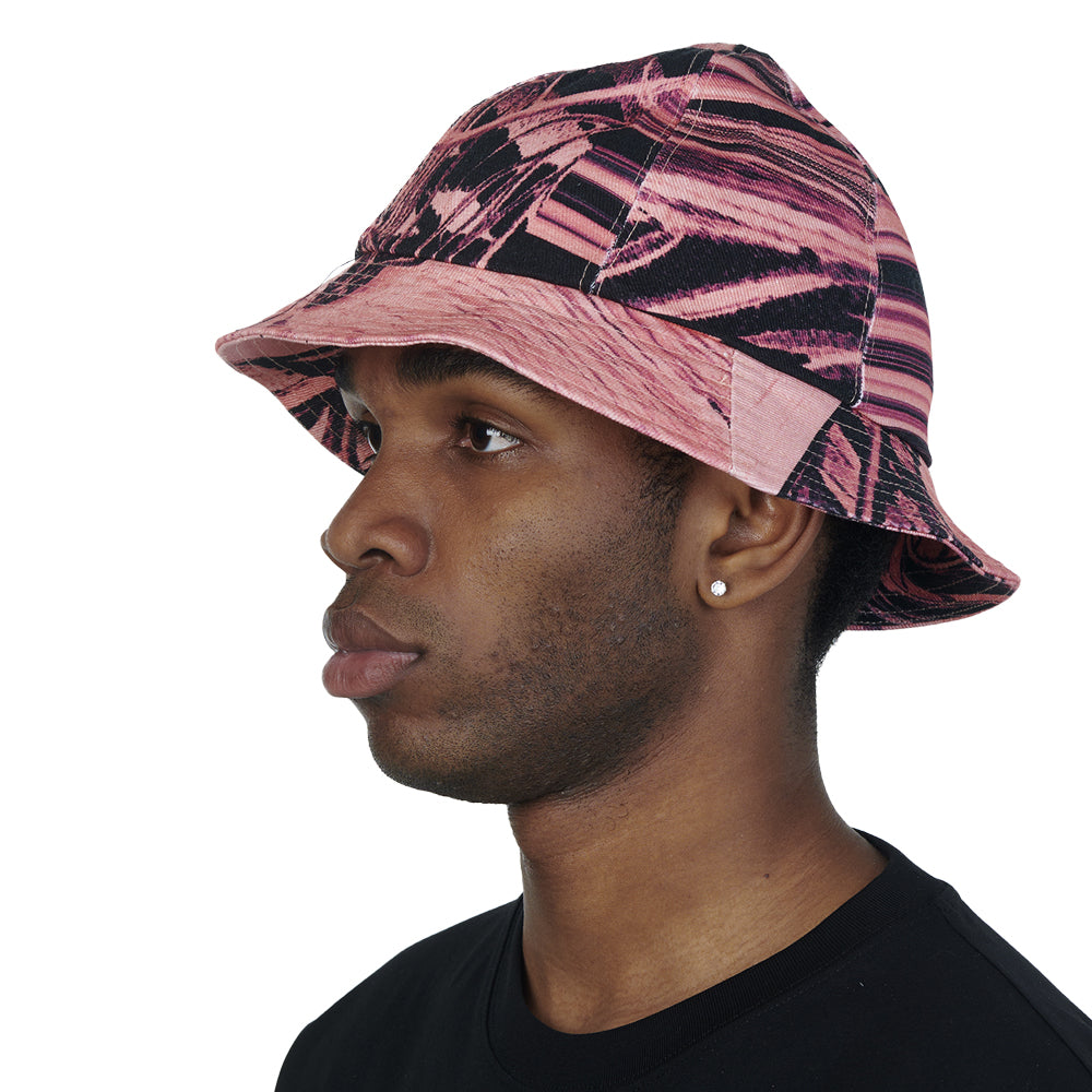 rassvet pacc12k012 flower print denim bucket hat woven pink