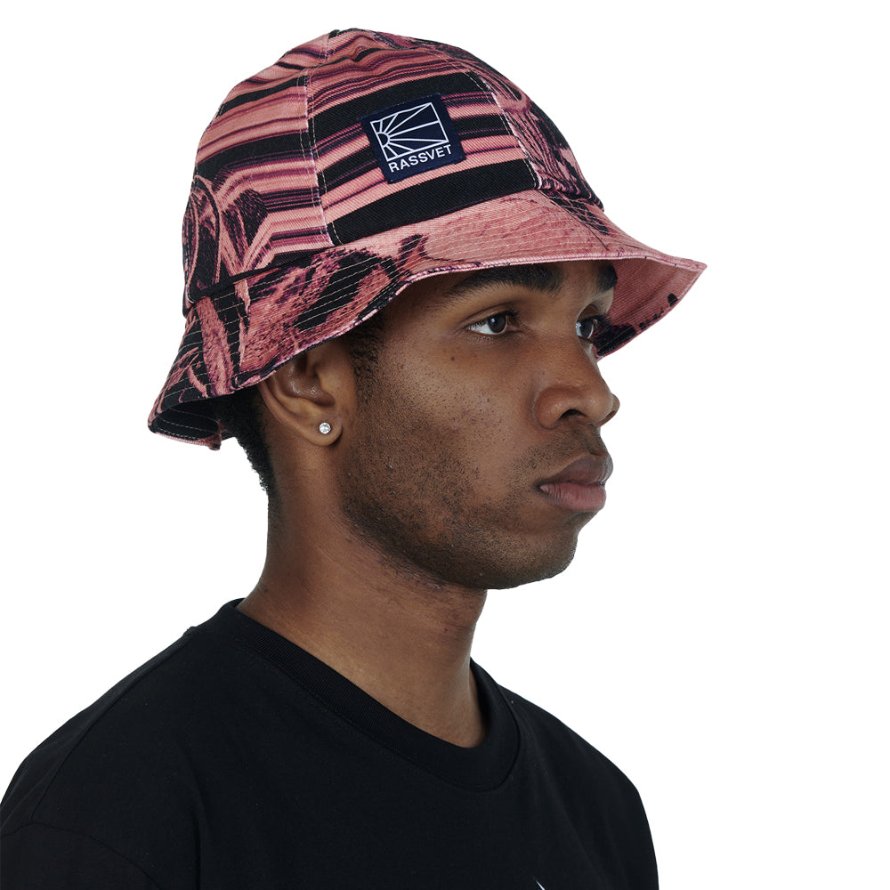 rassvet pacc12k012 flower print denim bucket hat woven pink