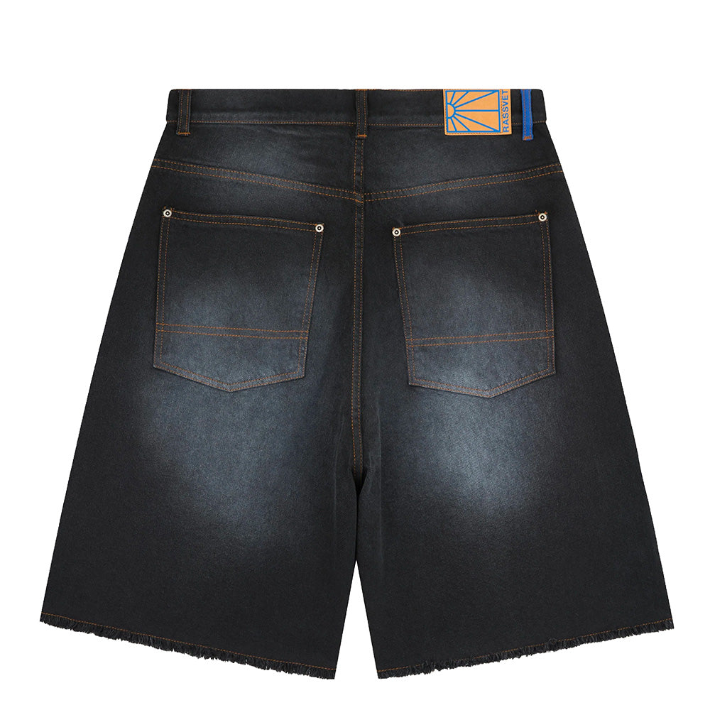RASSVET RASSVET SUN DYED BAGGY DENIM SHORTS // BLACK ONYX