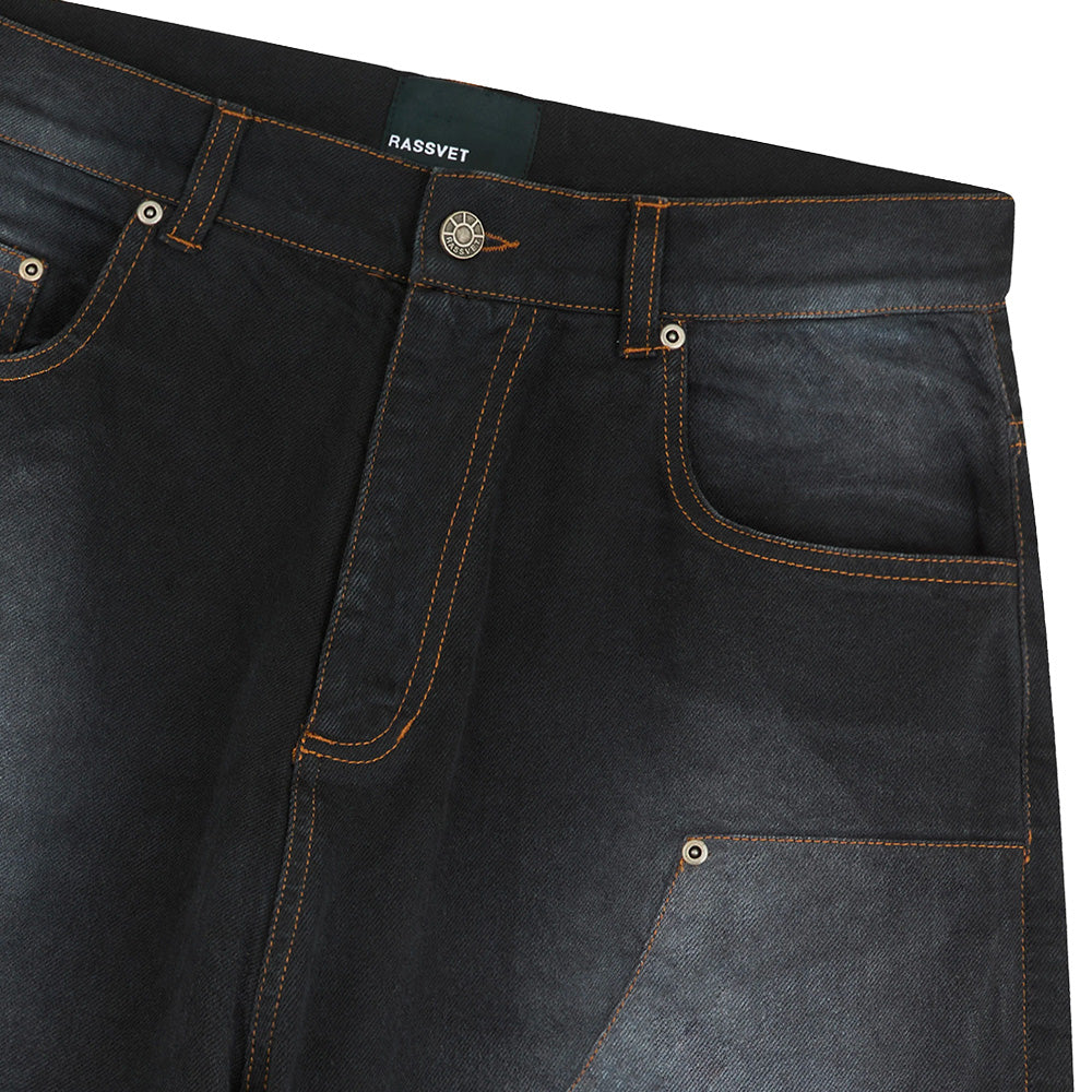 RASSVET RASSVET SUN DYED BAGGY DENIM SHORTS // BLACK ONYX