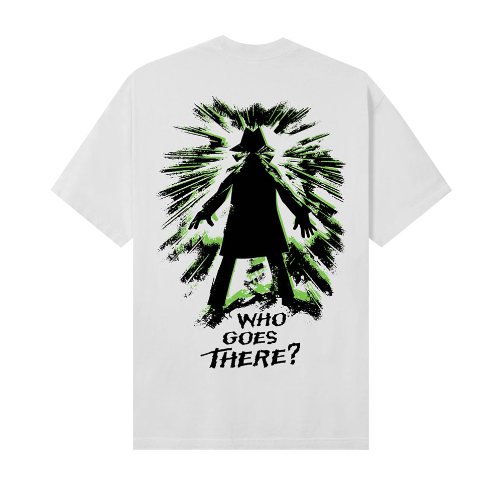 REAL BAD MAN REAL BAD MAN WHO GOES THERE TEE // WHITE