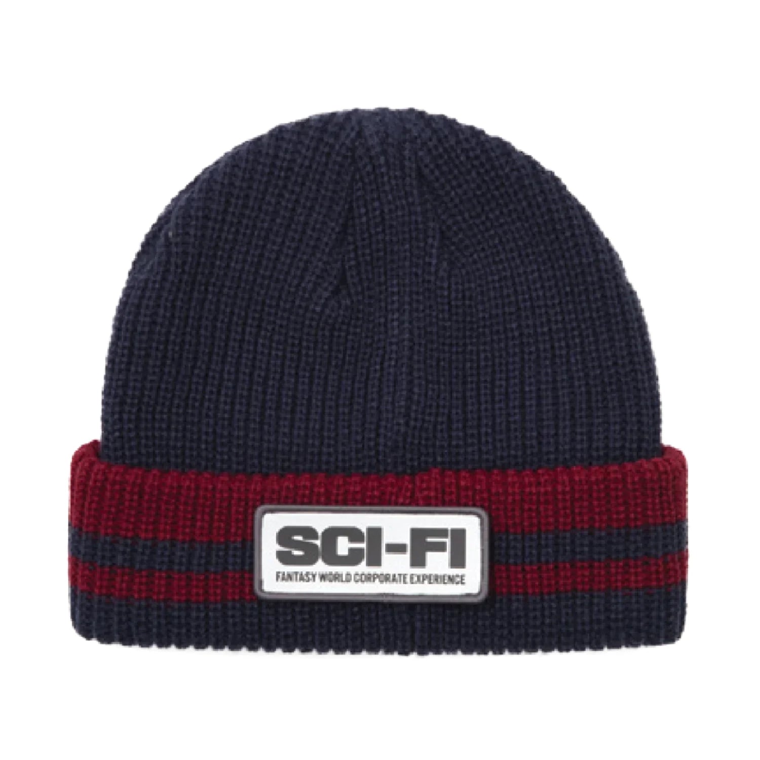 sci-fi fantasy reflective patch beanie navyred
