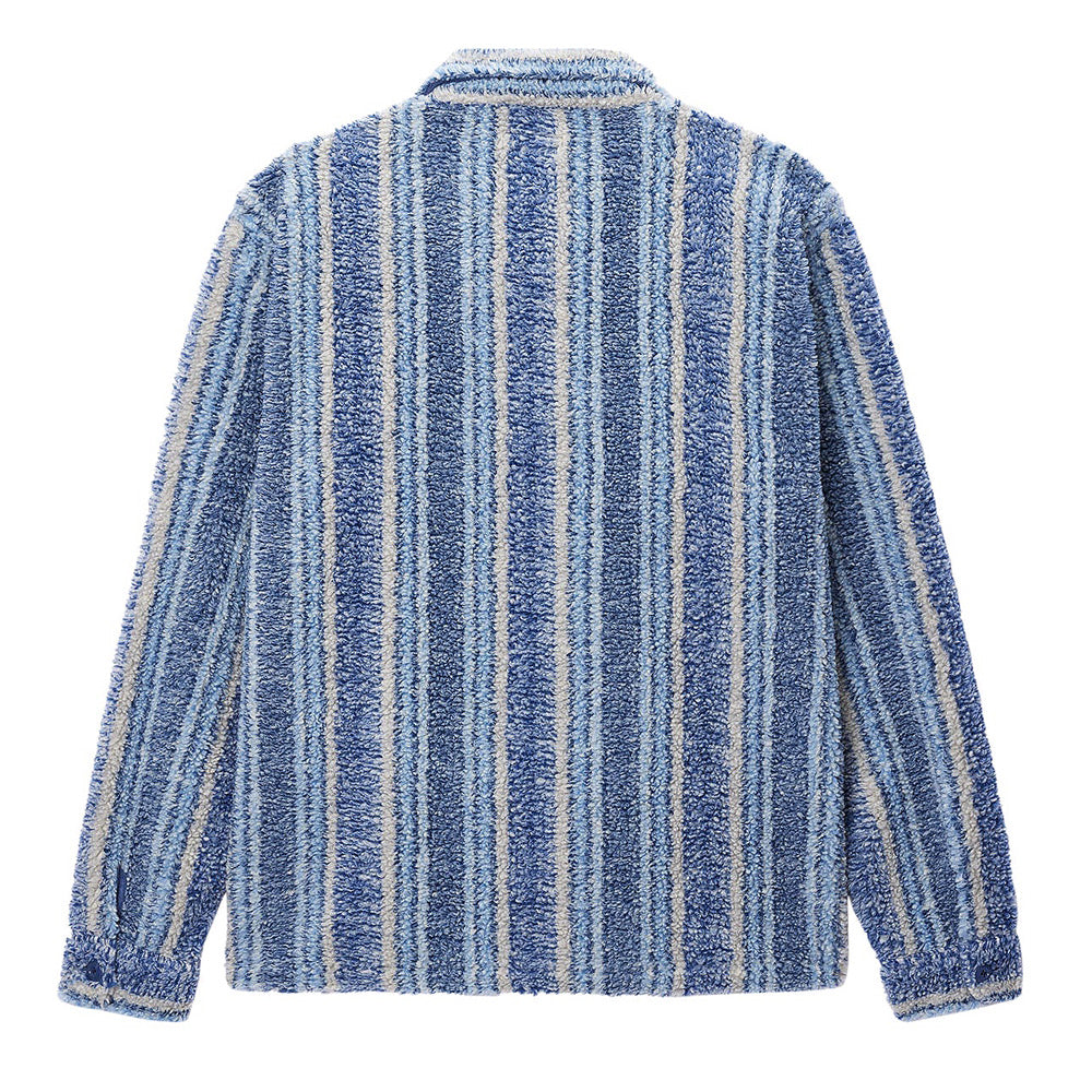 stussy 1110197 stripe sherpa shirt indigo