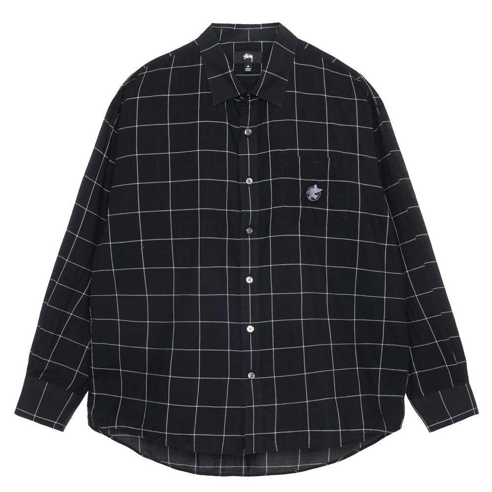 stussy 1110289 light weight classic shirt black windowpane
