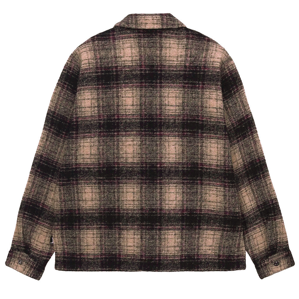stussy 1110297 wool plaid zip shirt lilac