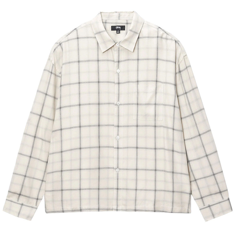 stussy 1110302 shadow plaid rayon shirt natural