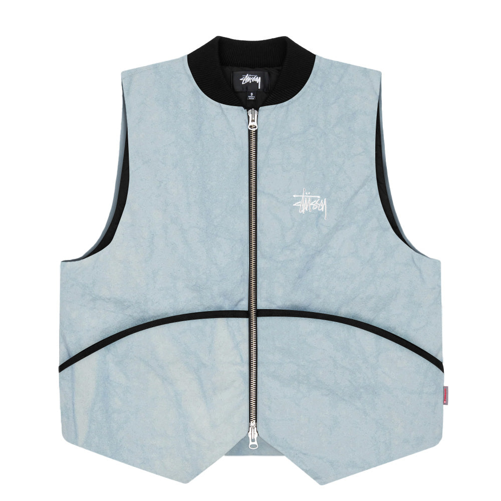stussy 115654 washed canvas primaloft vest light blue