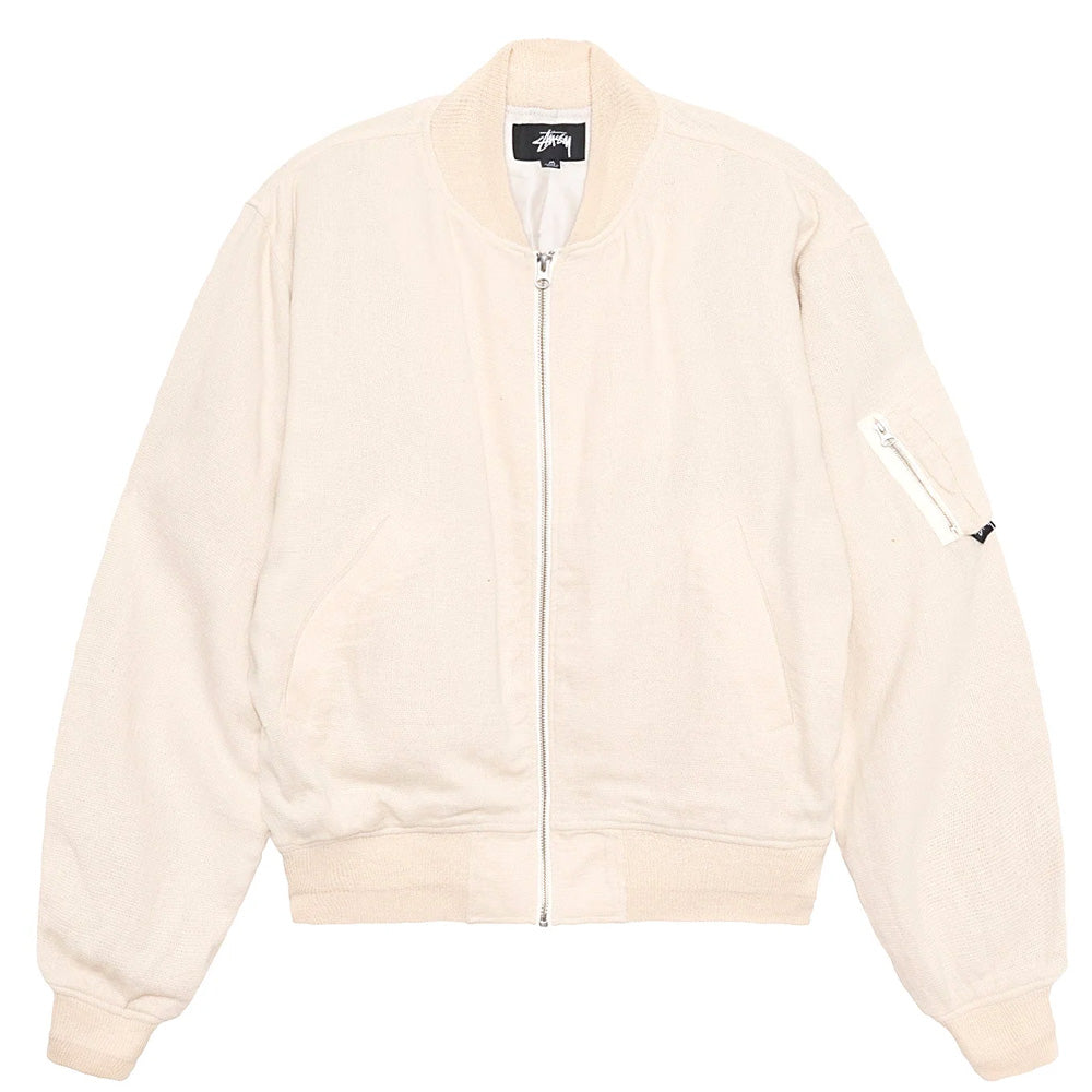 stüssy 115703 linen beach bomber natural