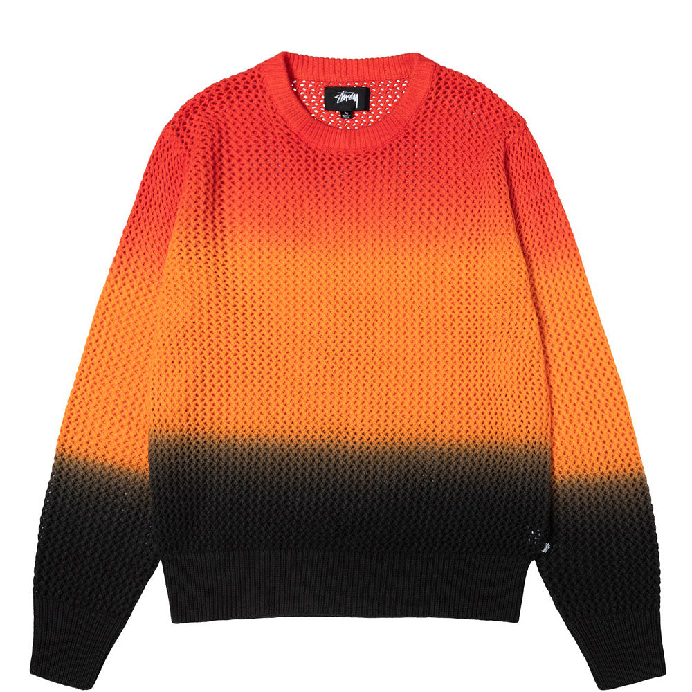 stussy 117105 pig dyed loose gauge sweater lava