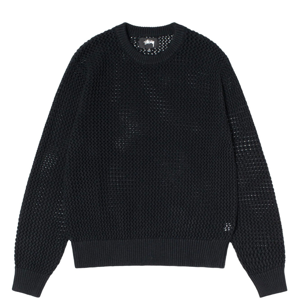 stüssy 117105 pig dyed loose gauge sweater solid black