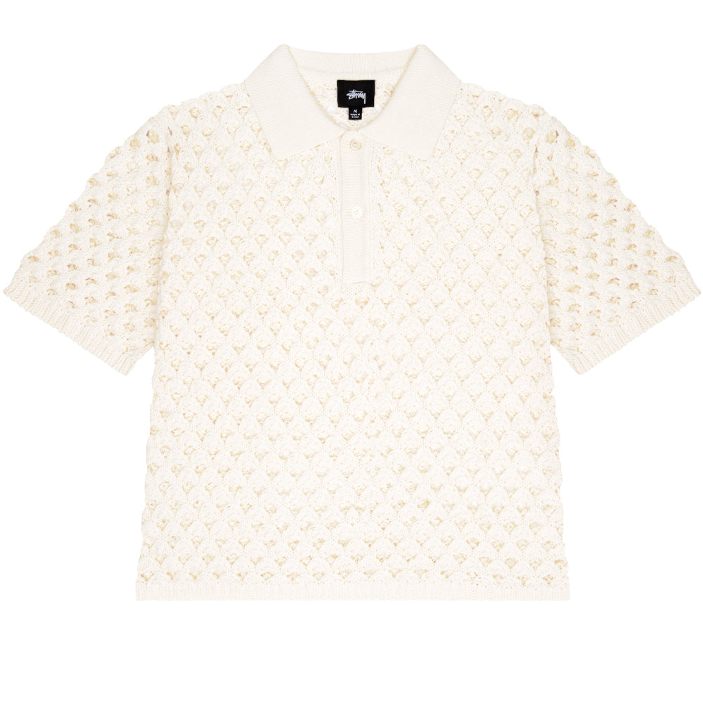 STÜSSY STÜSSY BIG MESH POLO SWEATER // IVORY