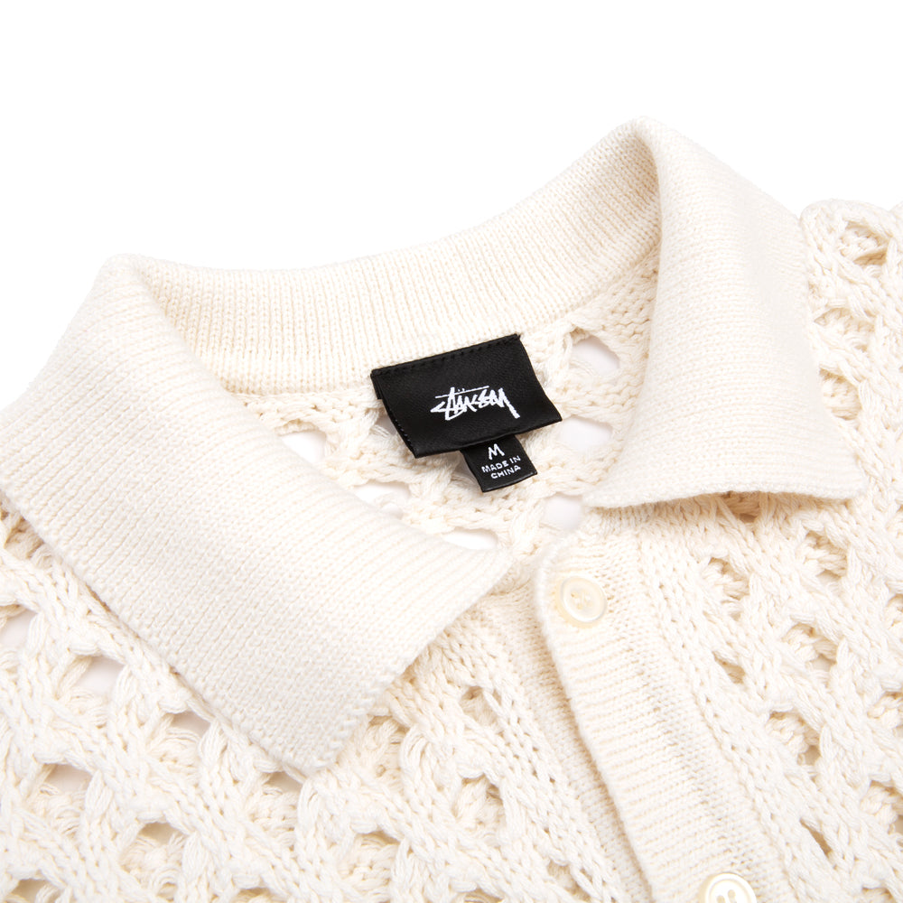 STÜSSY STÜSSY BIG MESH POLO SWEATER // IVORY
