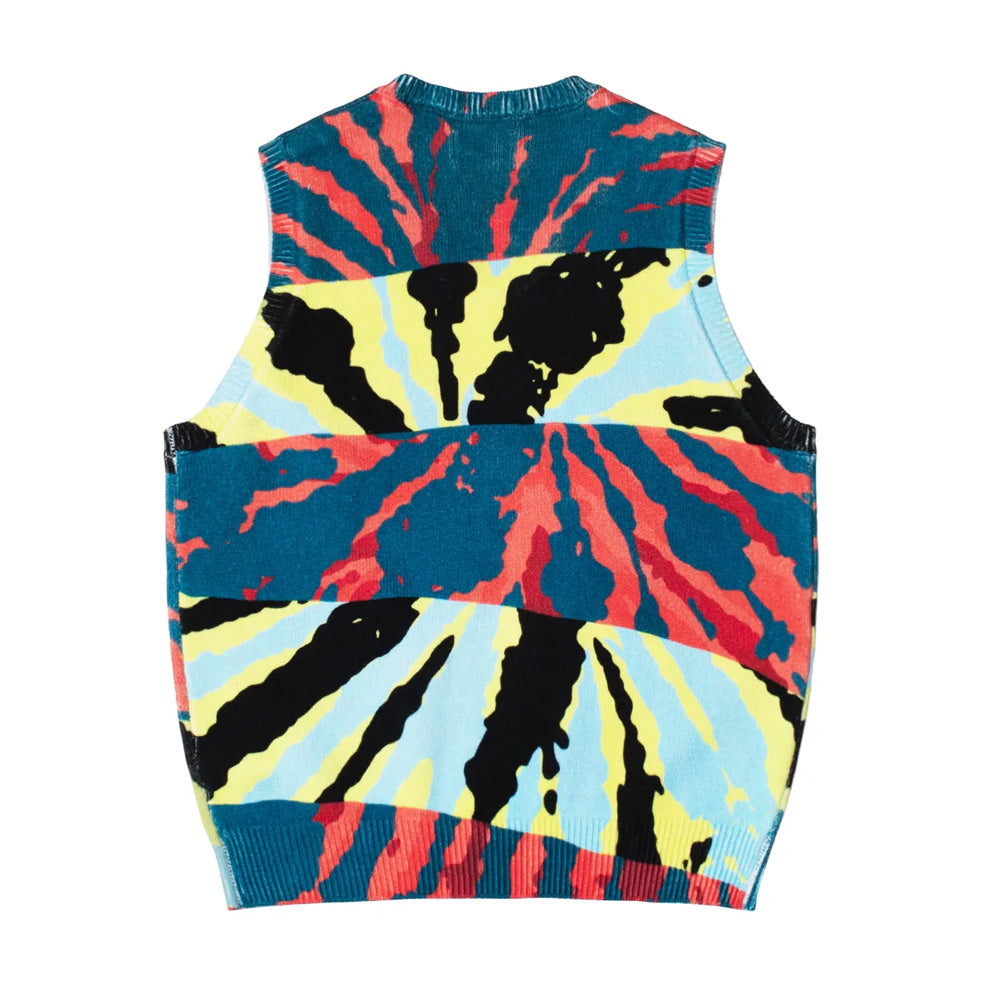 stüssy 117179 printed sweater vest blue