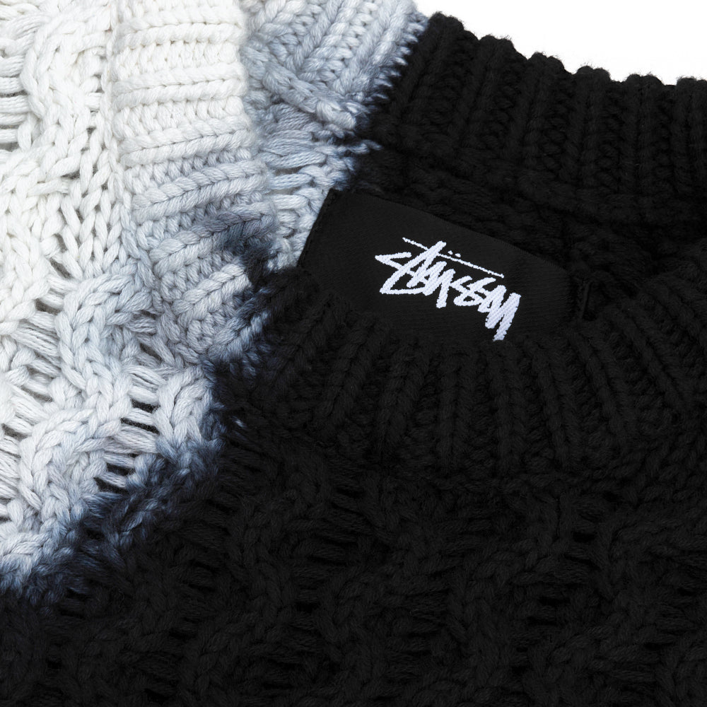 stussy 117188 tie dye fisherman sweater black