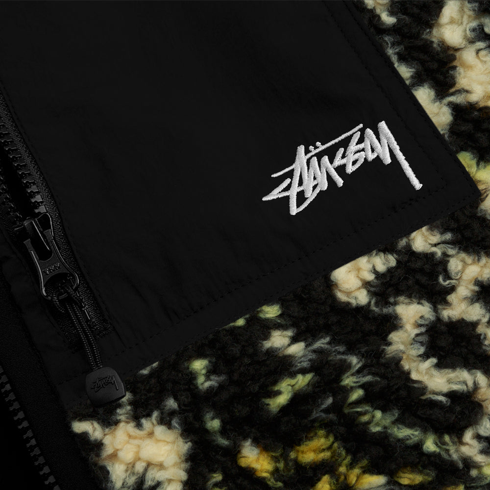 stussy 118529 sherpa reversible jacket yellow leopard