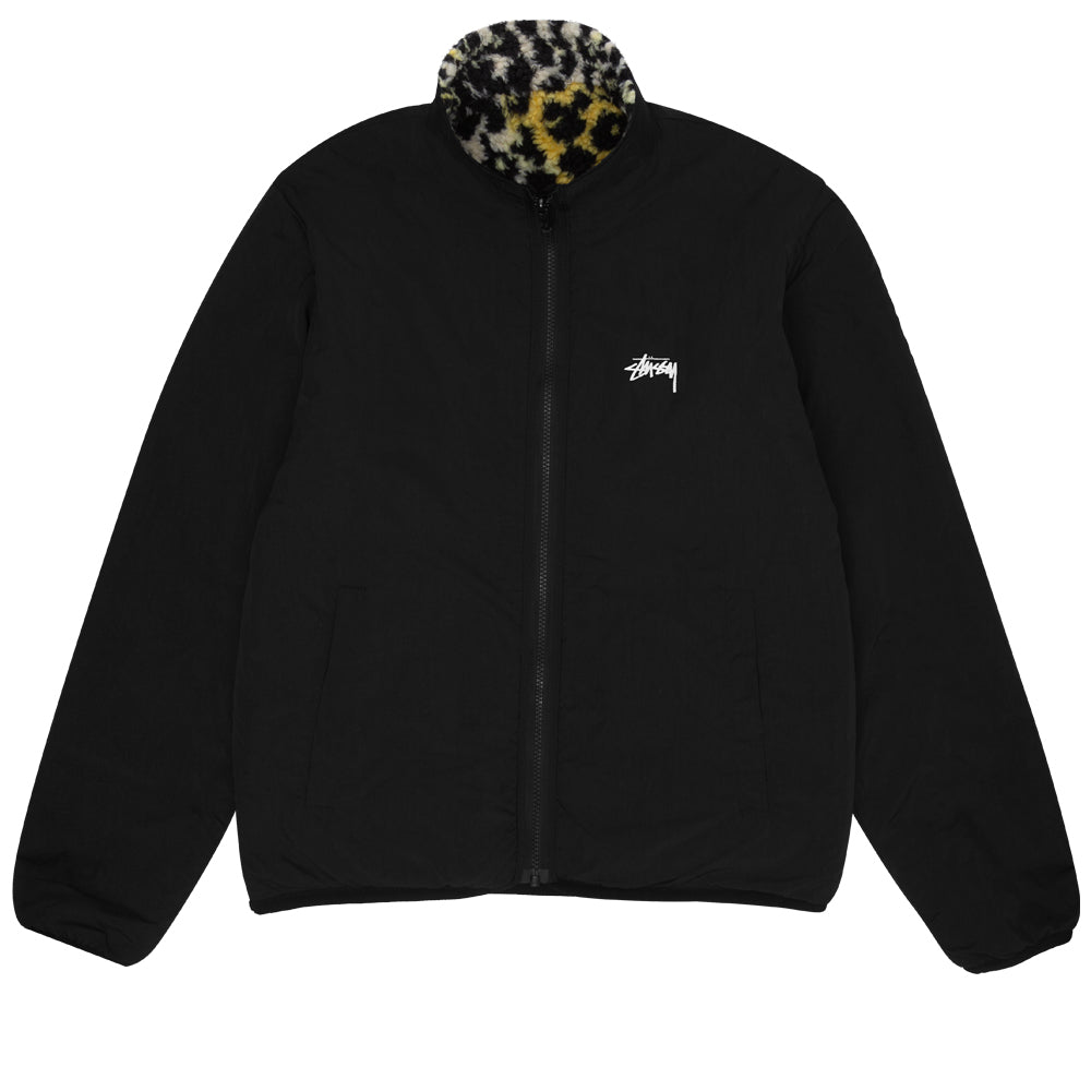 stussy 118529 sherpa reversible jacket yellow leopard
