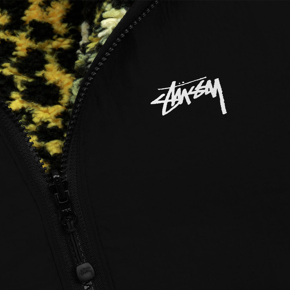 stussy 118529 sherpa reversible jacket yellow leopard