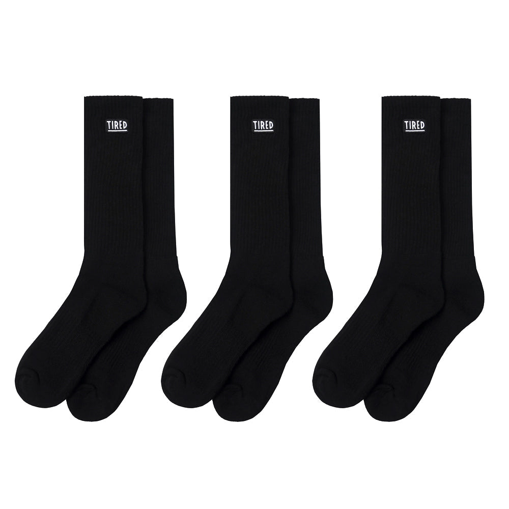 tired ts00221 og logo crew sock 3 pack black