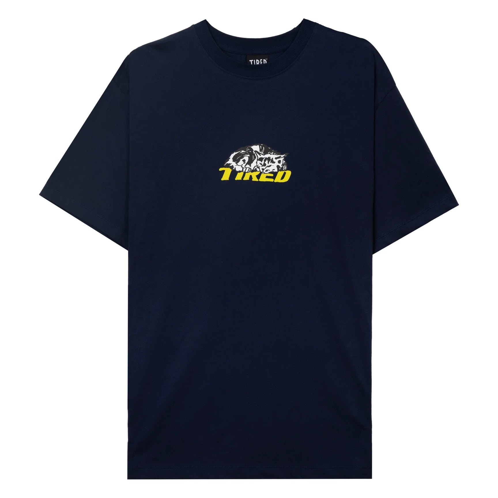 tired ts00348 cat nap ss tee navy