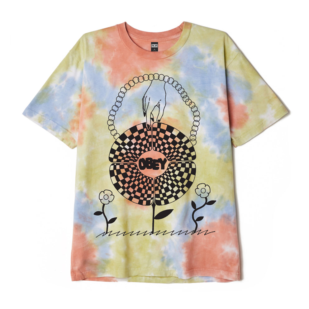 OBEY OBEY IN BLOOM HEAVYWEIGHT BLEACH TIE DYE TEE // HUMUS BLOTCH