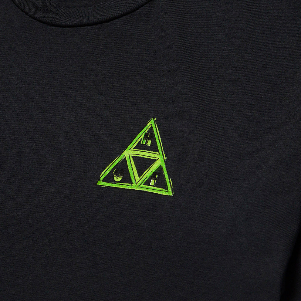 HUF HUF GREEN BUDDY TRIPLE TRIANGLE T-SHIRT // BLACK