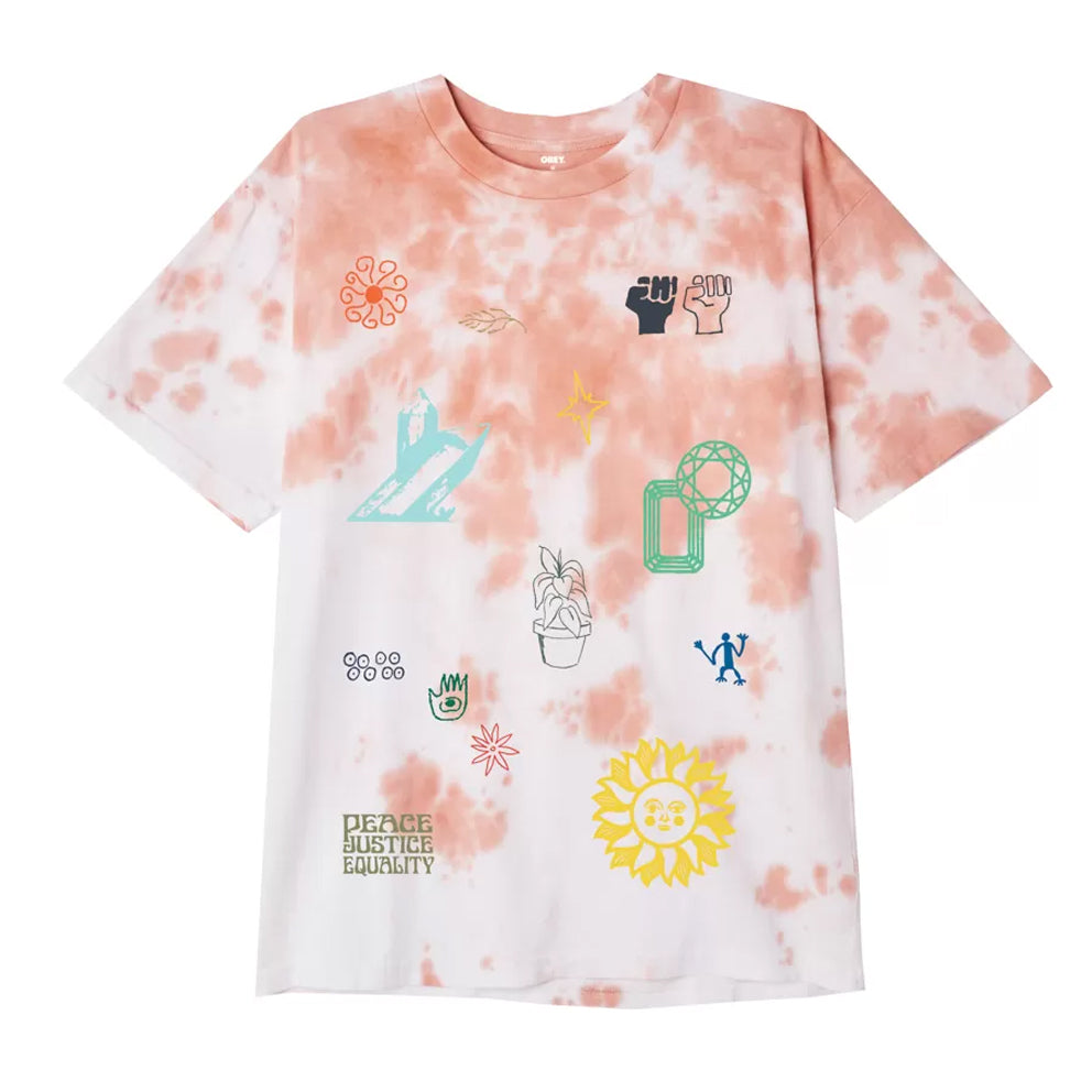 OBEY OBEY GET IN THE GROOVE ORGANIC SOFT CLOUDY TIE DYE TEE // PHEASANT