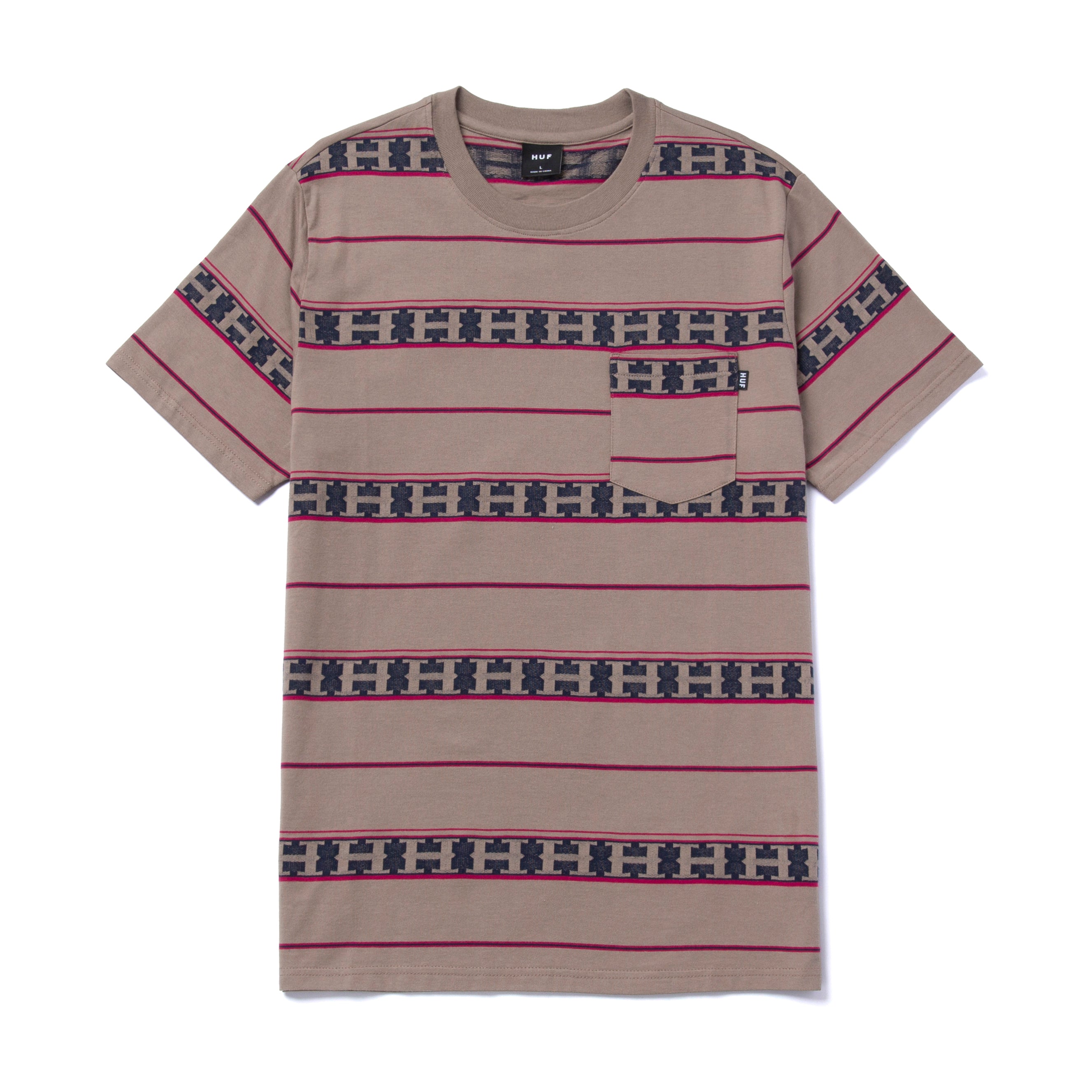 HUF HUF PALISADES STRIPE S/S KNIT TOP // WALNUT