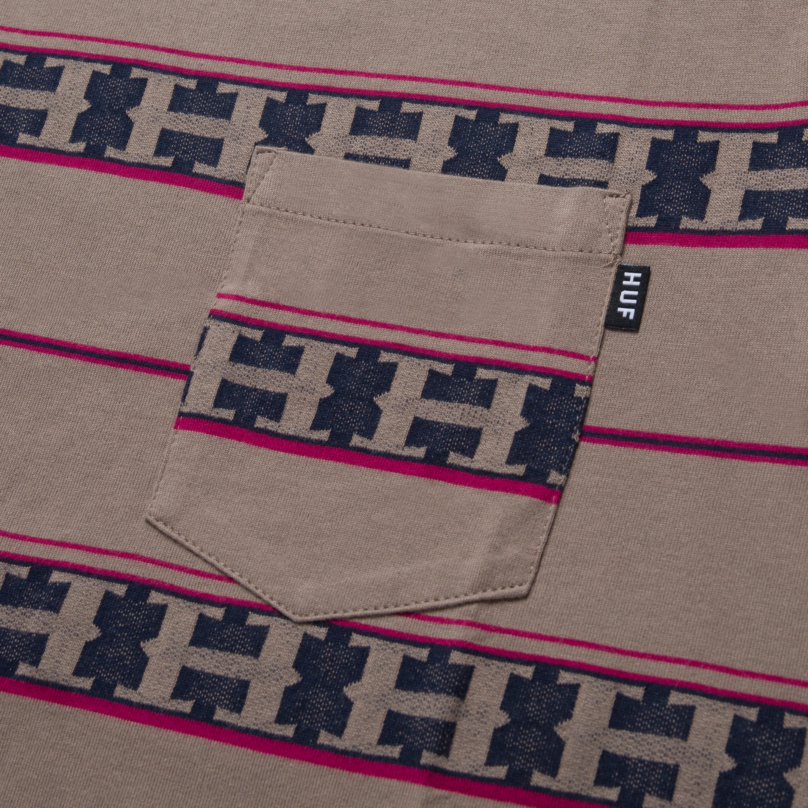 HUF HUF PALISADES STRIPE S/S KNIT TOP // WALNUT
