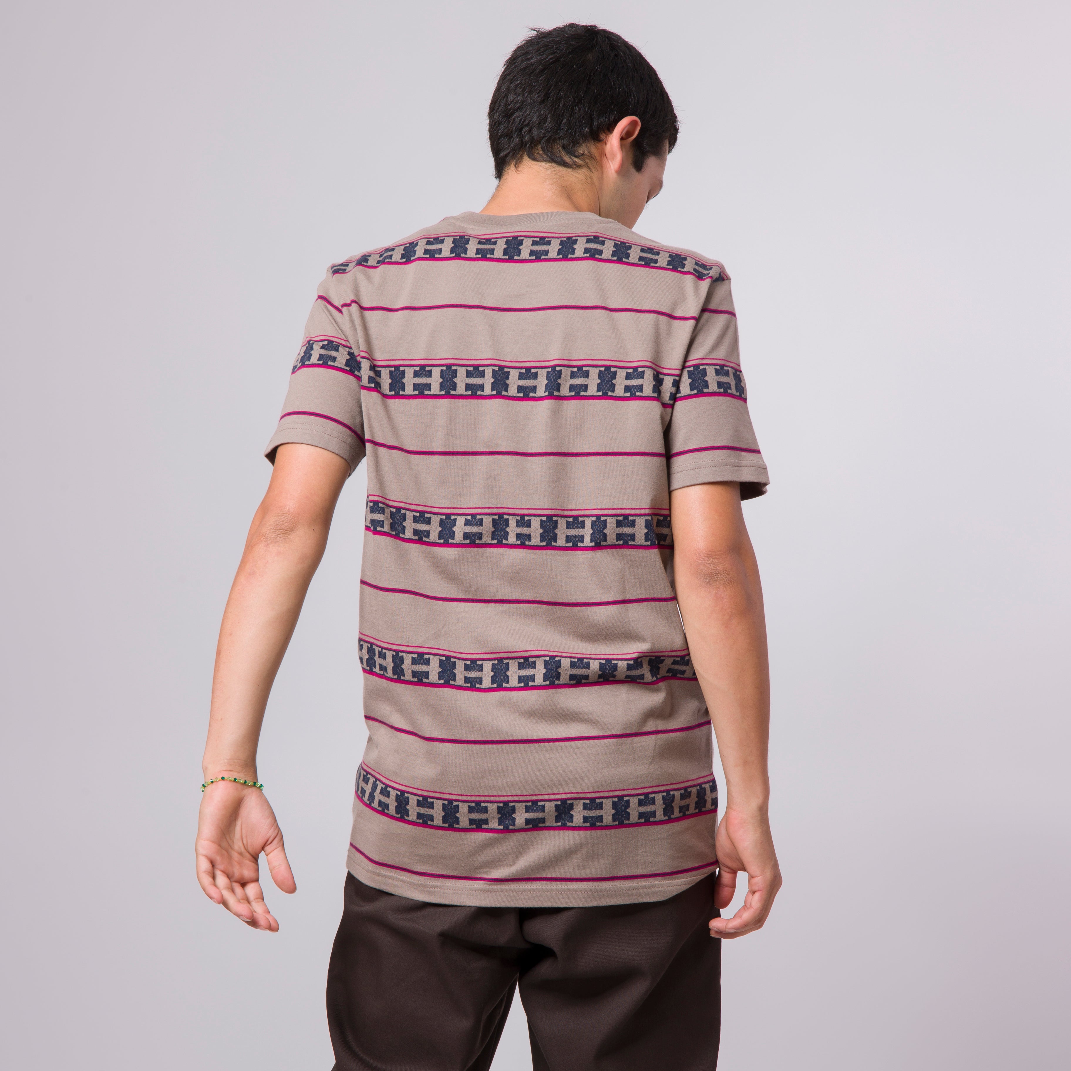 HUF HUF PALISADES STRIPE S/S KNIT TOP // WALNUT