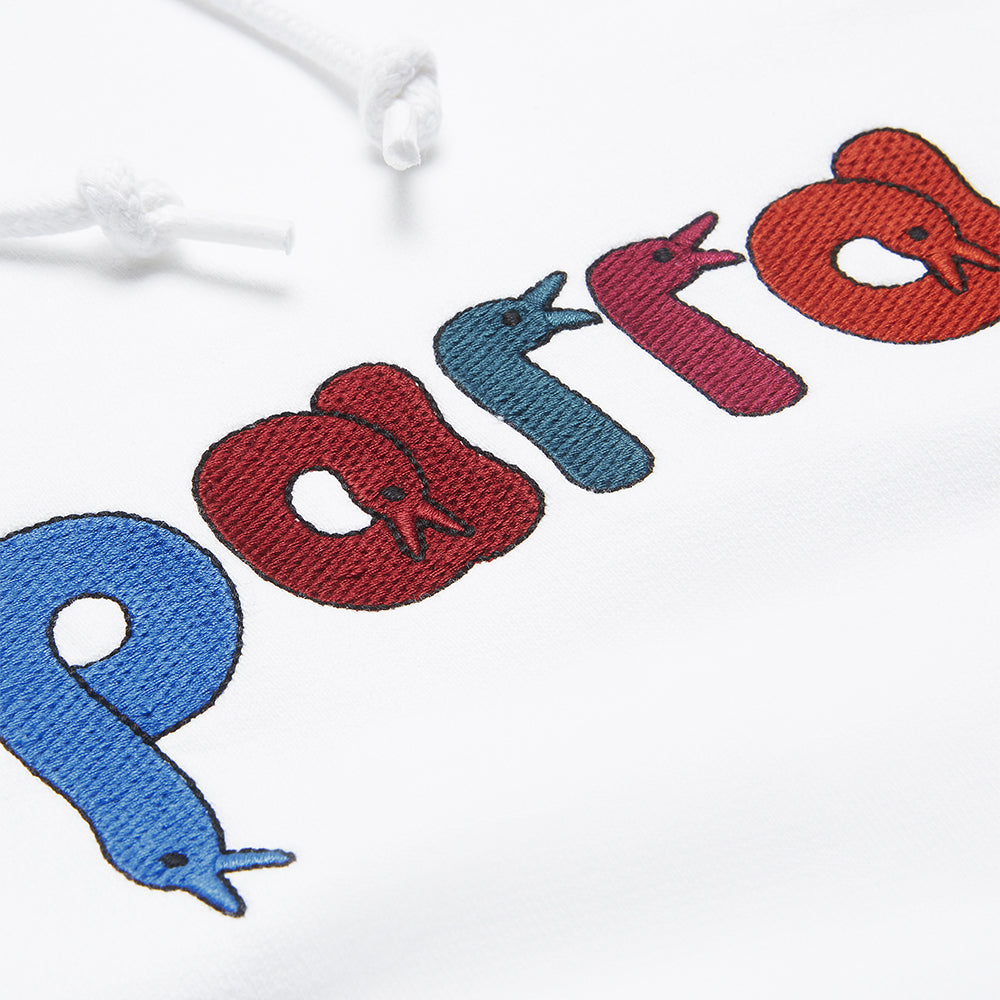 PARRA 47135 BIRD FACE FONT HOODED SWEATSHIRT WHITE