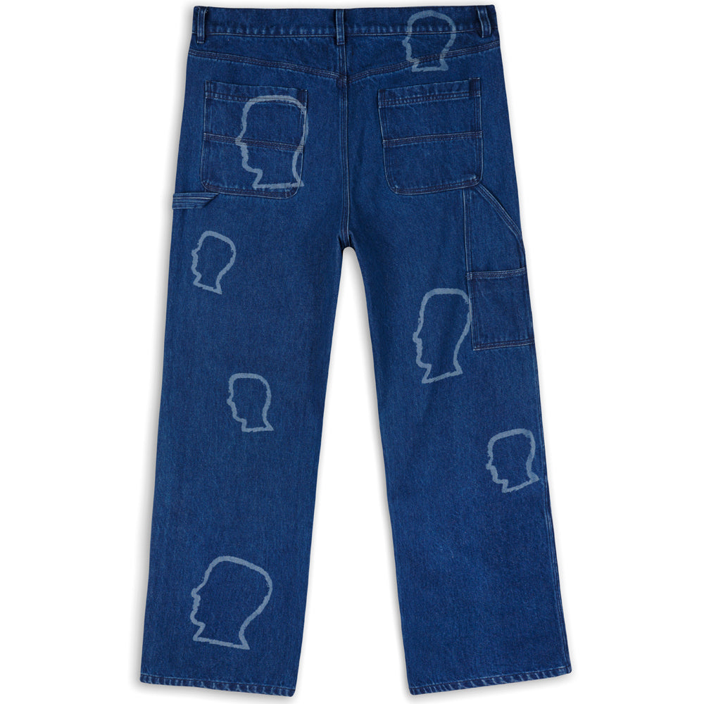 brain dead w22b12002789 logohead denim double knee utility pant indigo