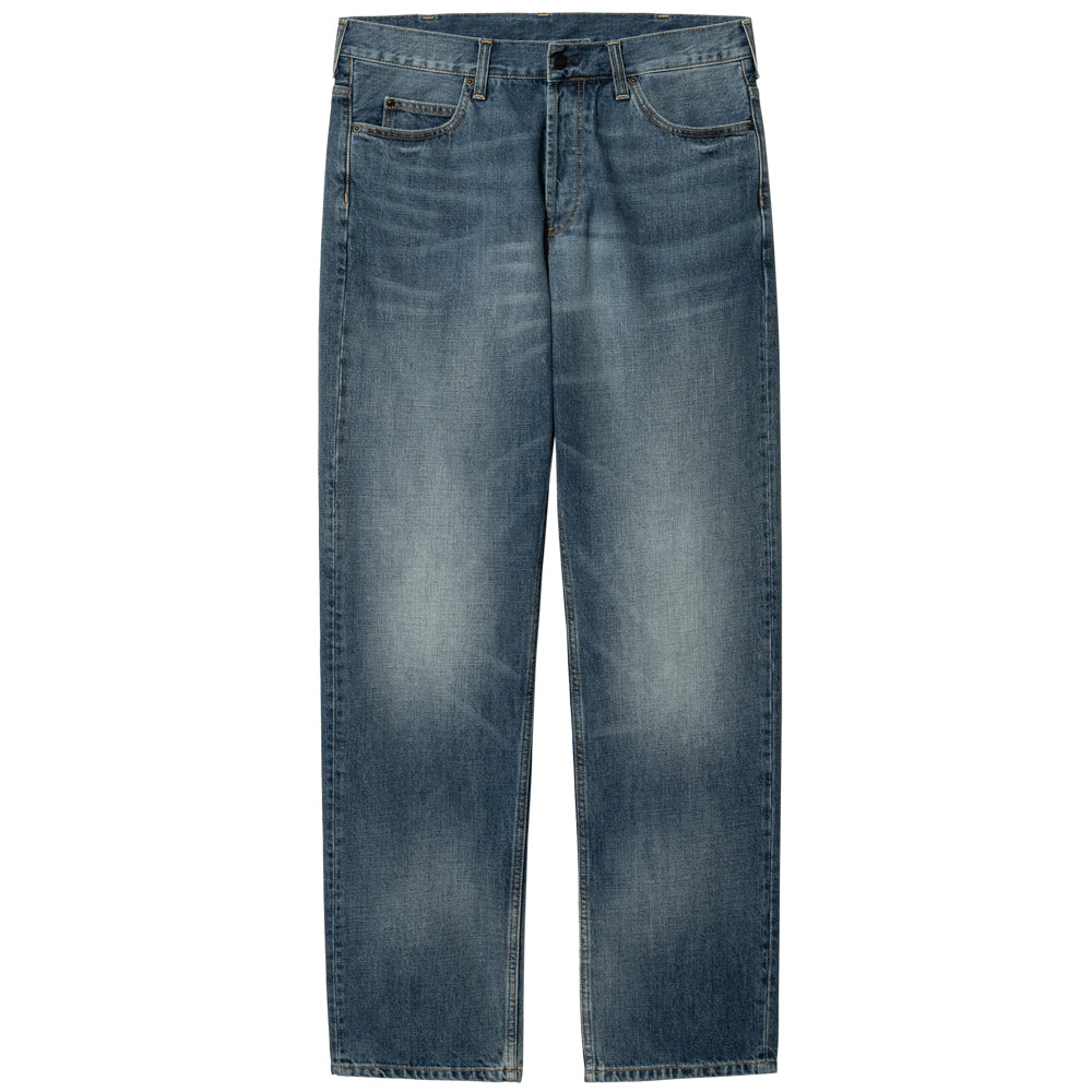 carhartt wip i023029 01 wh marlow pant blue mid used wash