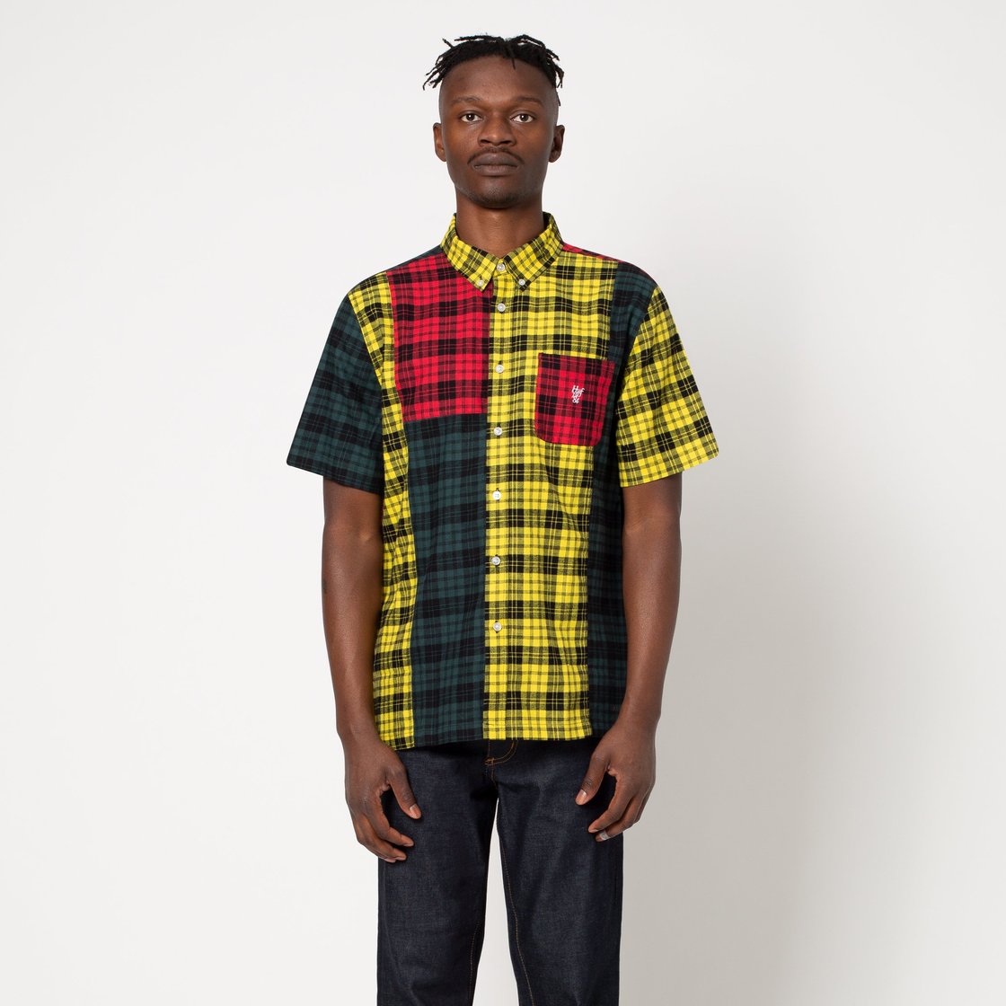 huf bu00067 disorder short sleeve woven shirt multi